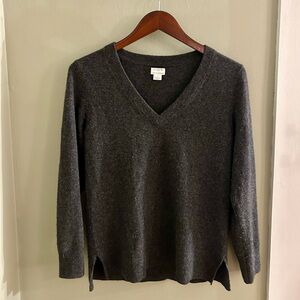 J.Crew 100% Cashmere Charcoal V-Neck Sweater Size Small